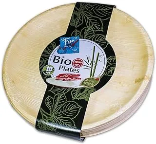 Funeveryday Biodegradable Microwave Palm Leaf Organic & Eco Friendly Round Plate 6 Inch, Pack Of 10