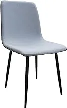 Mahmayi HYDC058 Grey Dining Chair for Kitchen & Living Room - Ergonomic, Stylish Fabric Cushioned Seating with Metal Tube & Wood Color, Sturdy & Comfortable