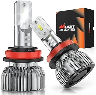 Nilight H11 Led Headlight Bulbs, 350% Brighter Headlamp Mini Size, H9 High Beam, Low H8 H16 Light Built-In Driver, 6000K Cool White, 2-Pack