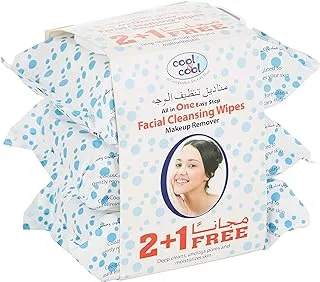 Cool & Cool Makeup Remover Facial Cleansing Wipes for All Skin Types | Effectively removes make-up, 3 x 33's