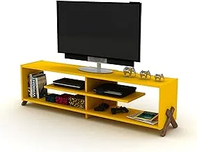 Home Canvas Kipp TV Stand Made In Turkey Modern Living Room TV Unit (Yellow and Walnut)