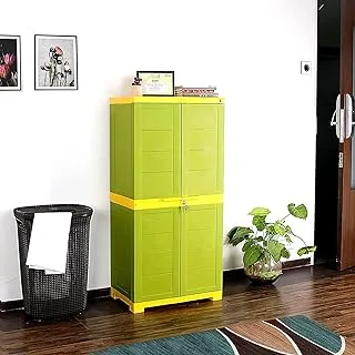 Cello Novelty Big Plastic Cupboard With 3 Shelves - Green And Yellow