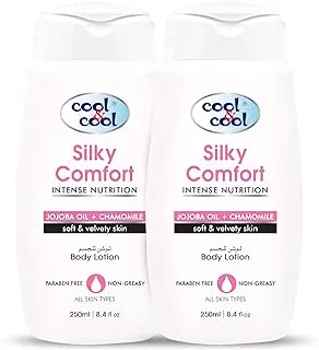 Cool & Cool Silky Comfort Body Lotion 250ML(Pack of 2) - Nourishing Formula for All Skin Types, Enriched with Jojoba Oil & Chamomile, Non-Greasy & Paraben-Free for Soft and Velvety Skin 500 ML