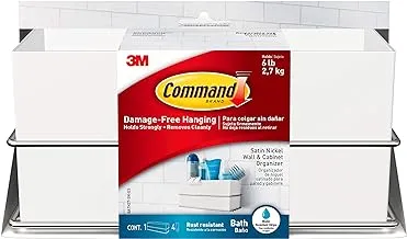 Command Wall And Cabinet Organizer, Satin Nickel, 1-Organizer, 4-Water-Resistant Strips, Organize Damage-Free