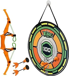 Zing Air Storm As200 Bullz Eye Bow, Includes 1 Bow, 3 Velcro-Tipped Arrows And 1 Target, Safely Shoots Arrows Over 35Ft, Short Range, (Colors May Vary)