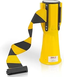 Pyle Retractable Traffic Cone Hazardous Caution Tape Style, Warning/Emergency Belt, Magnetic & Weather Resistant Design, Interlocking W/Multiple Units & Indoor/Outdoor Use Pcntp16, Black