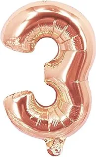 Party Time 3 Number Foil Ballon, Rose Gold