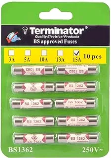 تيرميناتور بورسلين سيراميك فيوز 10 قطع Pkt ، 6X25mm سريع النفخ فيوز سيراميك (15A عبوة من 10 قطع)