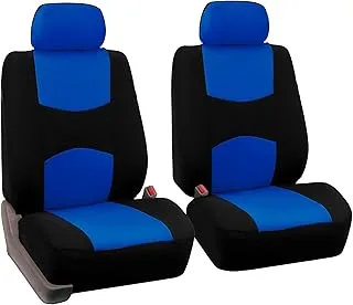 FH Group Car Seat Covers Front Set in Cloth - for Low Back Seats with Removable Headrest, Universal Fit, Automotive Covers, Washable Cover SUV, Sedan, Van Blue