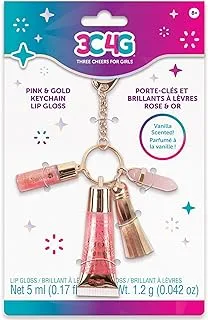 3C4G Keychain Lip Gloss 5-Pieces Set, Pink/Gold