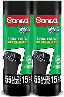 Sanita Club Garbage Bags Twin Pack Roll , 55 Gallons X-Large ,30 Bags