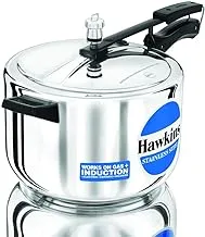 Hawkins Stainless Steel Induction Compatible Base Pressure Cooker, 8 Litres, Silver