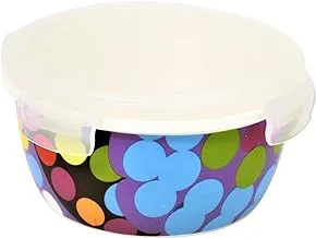 French Bull,Bindi Porcelain Storage Bowl,400Ml,With Lid, Printed Porcelain With Modern Colors,Airtight,Food Safe,Microwave Safe,Dishwasher Safe,Easy To Clean,Suitable For Modern Kitchen.