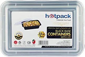 Hotpack Disposable Microwaveable Rectangular Black Base, Meal Prep Container 16 ounce with Clear Lid, 5 Pieces