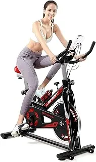 Coolbaby exercise bikes, indoor stationary bikes for home workout, quiet belt drive with lcd monitor & professional seat & mobile phone stand,suitable for home hym exercise