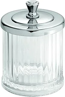 iDesign Alston Bathroom Vanity Canister Jar for Cotton Balls, Swabs, Cosmetic Pads - Clear/Chrome 3.5