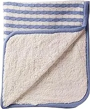 MOON Baby Blanket 100% cotton Knitted and Fur baby Blanket, Swaddle Cuddle Reversible Unisex Infant New Born Gift, Large Size 70x102 cm, 0-12 months- Blue