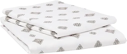 Swayam Zinnia Collection Flat Single Bedsheet Set, White/Green, 180 X 270 Cm, Sf15014