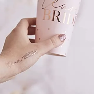 Ginger Ray Hen Party Rose Gold Team Bride Tattoos الزفاف الفينيل 16 حزمة ، ورقة ، فيلم الحيوانات الأليفة