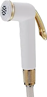 EUrodoccia White & Gold Shut-Off Hand Shower With Flexible Hose Nut