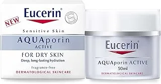 Eucerin Aquaporin Active Rich Face Day Cream with Gluco-Glycerol and Hyaluronic Acid, Refreshing Face Moisturizer for 24-hour Hydration, Non-Comedogenic, for Dry Skin, 50ml