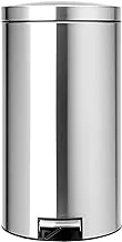 Brabantia 424205 Silent Pedal Bin With Plastic Inner Bucket And Motion Control Lid, 45 L - Matt Steel Fingerprint Proof