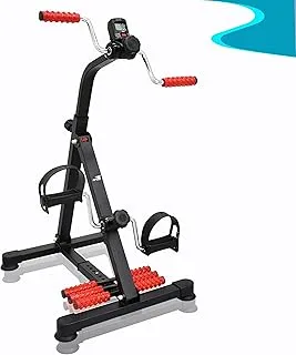 SKY LAND Portable Multi Peddler Cycle Machine For Arms And Legs With Lcd Monitor And Massage Rollers-Em-1862, Black-Red