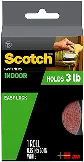 Scotch Indoor Fasteners RF4740, Multi-Purpose Hook and Loop Fasteners, White color, 0.75 in x 60 in (19mm x 1.52m), multiple applications, works in most surfaces, 1 roll/pack