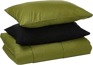 iBed Home 180 TC Two Tone Comforter Set, Black/Green, Single - 160 x 220 cm, 2BLCKGRE-SNGL, 4 Pieces