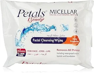 Petals Beauty Micellar Facial Cleansing/Make up removing Wipes with Daily Essential Aloe Vera Extract, 25 Wipes, Pack of 1