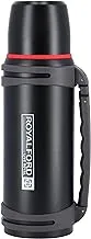 Royalford Travel Vacuum Bottle, 1.40L Capacity, RF10456 Stainless Steel Bottle Double Wall Insulation Keeps Drink Hot Or Cold For Hours Thermos & Beverages, BLACK