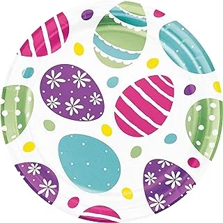 Creative Converting Easter Eggs Foil Stamp Luncheon Plates 8 Pieces, 7-Inch Size