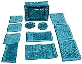 Kuber Industries® Jewellery KIt/Make Up KIt/Box With 12 Pouches In Heavy Quilted Satin