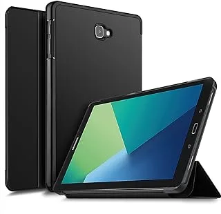 جراب جلد ذكي ثلاثي الطي Belk لهاتف Samsung Galaxy Tab A 10.1 T580 T 585 لون أسود مع واقي زجاجي مقوى