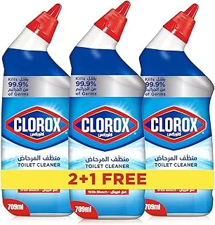 Clorox Toilet Cleaner Original Scent, 2+1 Free, 709ml, Kills 99.9% of Germs and 100% Powers Through Stains