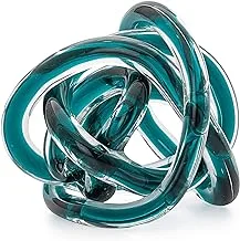 Torre & Tagus Orbit Glass Décor Ball - Abstract Teal Knot for Home Decor on Decorative Books, Modern Room Office Art Sculpture as Bedroom Decor, Entryway Shelf 3