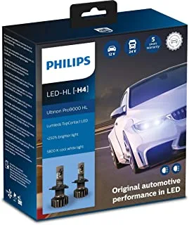 Philips Ultinon Pro9000 LED Car Headlight Bulb H4, set of 2