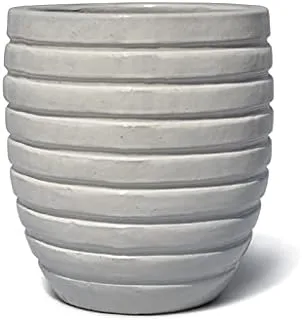 Dubai Garden Centre GD Horizontal Dico Planter Pot, 32 cm Height, Lava White