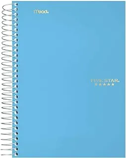 Five Star Small Spiral Notebook, 5-Subject, College Ruled Paper, 180 Sheets, Small, 24.1 cm X 15.2 cm, Color Will Vary (06184)