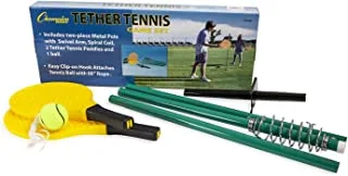 Champion Sports ttgame tetherball tennis: swingball outdoor lawn game for kids, adults, and families - backyard tether kit with tennis ball and paddle set, One Size