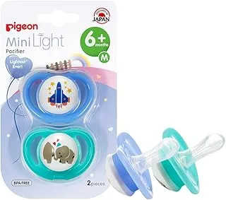 Pigeon MiniLight Pacifier Twin, Ultra Light Weight, Soft Silicone Nipple, BPA Free, M size, Boy