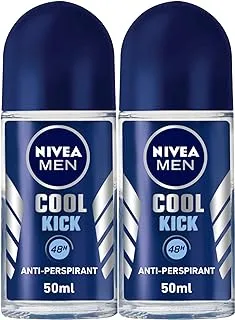 NIVEA MEN Deodorant Roll-on for Men, 48h Protection, Cool Kick Fresh Scent, 2x50ml