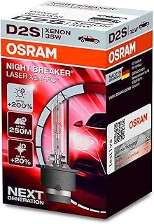 OSRAM XENARC® NIGHT BRECER® LASER، D2S، مصباح أمامي زينون، سطوع أكثر بنسبة 200%، لمبة زينون Hid، مصباح تفريغ، 66240Xnl، صندوق كرتوني قابل للطي (مصباح واحد)