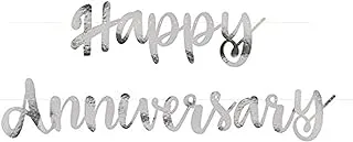 Unique Happy Anniversary Banner 2-Pieces, 6 Feet, Silver