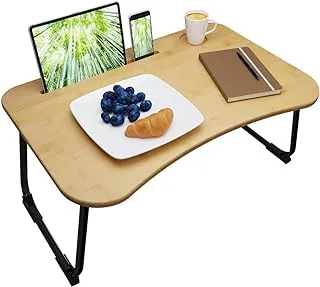 ZHU CHUANG Multifunctional Laptop Desk Foldable Bed Tray Stand Table Lap for Eating, Gaming, Working, Drawing, Writting Made with 100% Bamboo Top (Black 1)