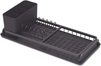 Brabantia 117268 Compact Dish Drying Rack With Draining Tray, Dark Grey