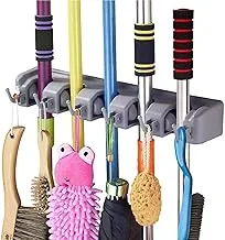 Magic Holder 5 Position Mop and Broom Holder, Floor Mop Holder, Broom Utility Holder, Storage Solutions and Organizers for Cleaning