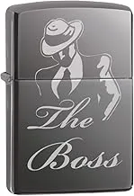 Zippo Classic Lighter 150 Mp402975 The Boss Design | Windproof | High Polish Chrome | Metal Material - Black, One Size