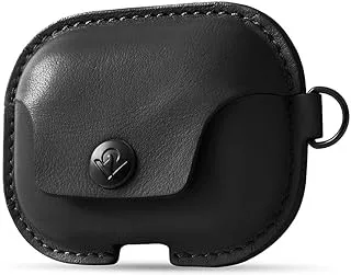 Twelve South Airsnap Pro | Leather Protective Case/Cover With Loss Prevention Clip And Optional Carry Strap For Airpods Pro, Black