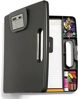 Officemate Portable Clipboard Case With Calculator, Gray (83372)